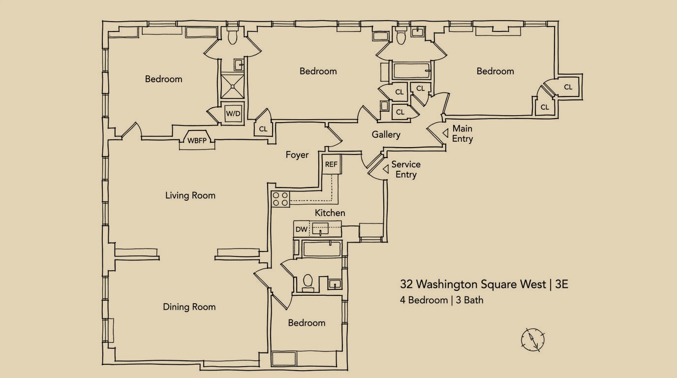 32 Washington Square West #3E floor plan